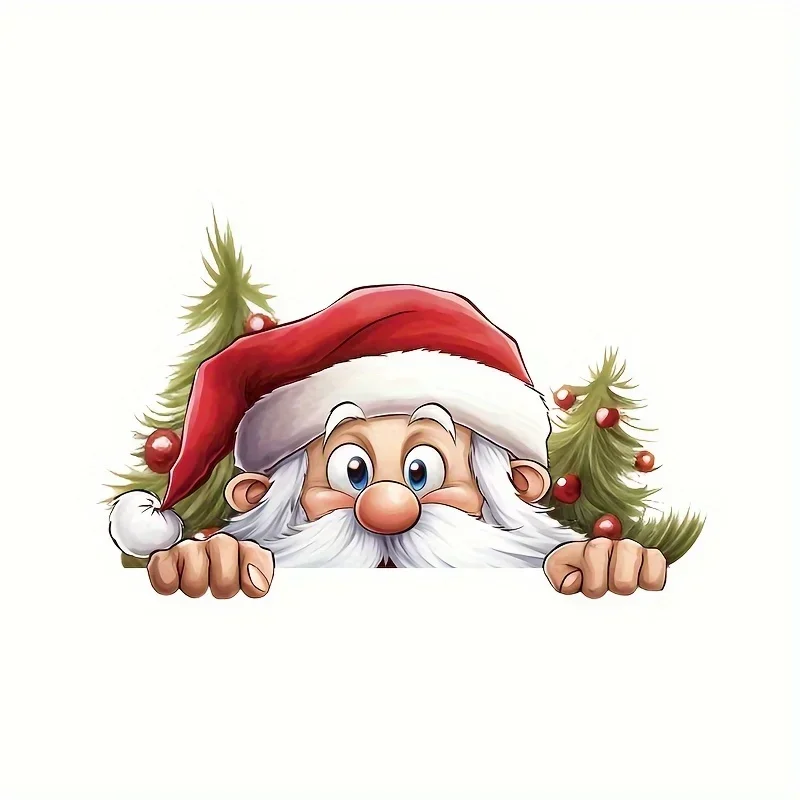 

1pc Peeking Santa Christmas Car Motorcycle Sticker Cute Festive Vehicle Decal for Auto Exterior Decoration