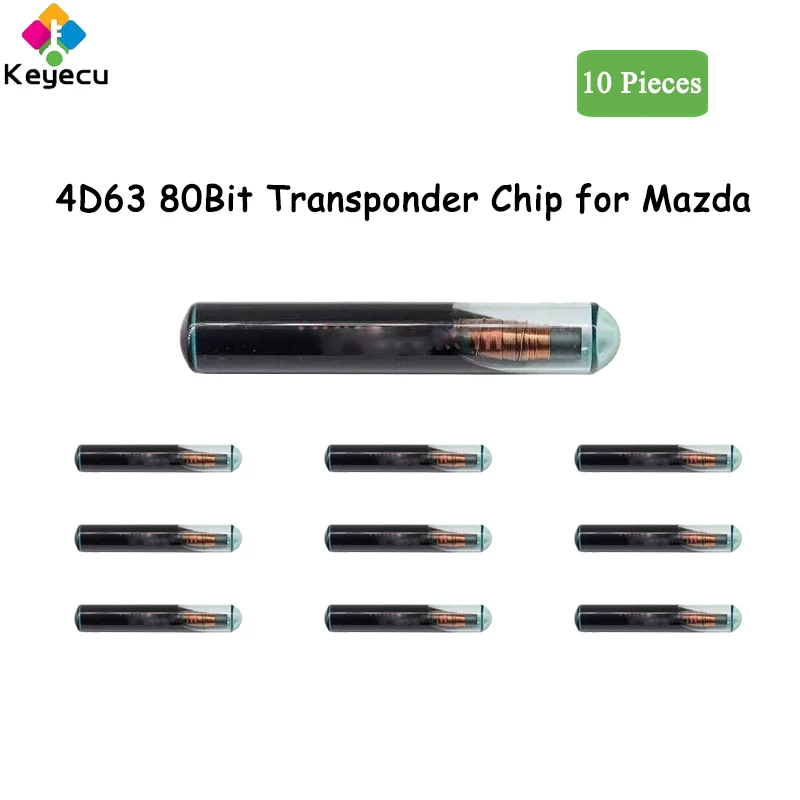 

KEYECU 10 Pieces Aftermarket Replacement 4D63 80Bit Glass Transponder Chip for Mazda Auto Remote Key