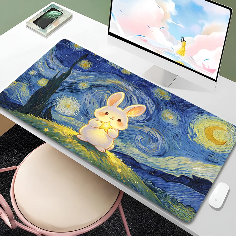 Cute Rabbit Mouse Pad kawaii Gaming Accessories NonSlip Large Keyboard Notbook Carpet Rubber Computer Desk Mat PC Gamer MousePad