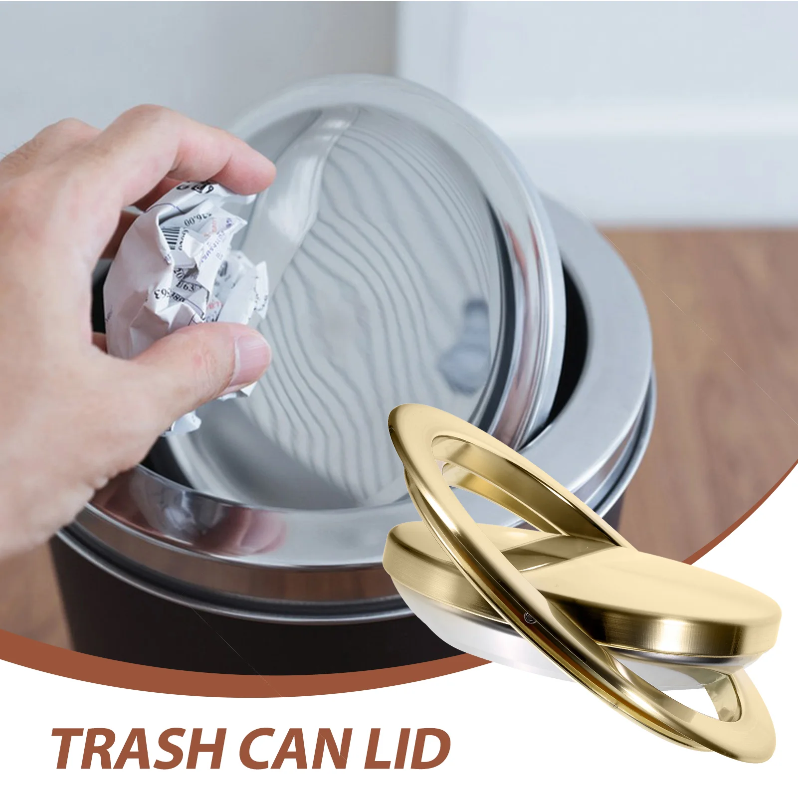 Practical Accessory Round Recessed Counter Top Cover Stainless Steel Space-saving Lid Design Countertop Trash 430 Anti-rust Can