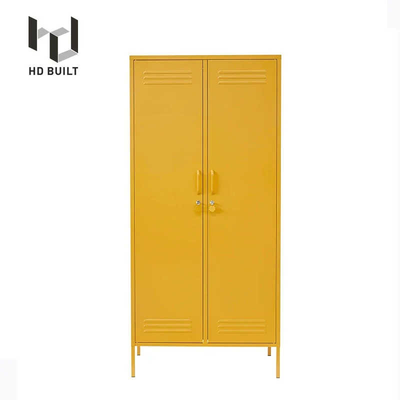 Luxurious Babies Cupboard Wardrobe Bedroom Steel Wardrobe Hanger Yellow Clothes