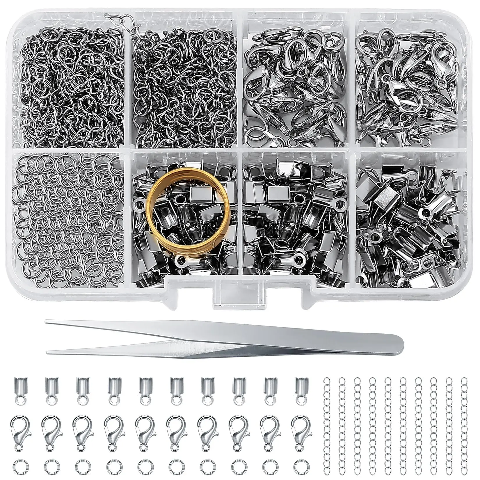 

Набор серебряных крючков для ювелирных изделий из 350 предметов — застежки-омары, брелоки и цепочки для браслетов своими руками