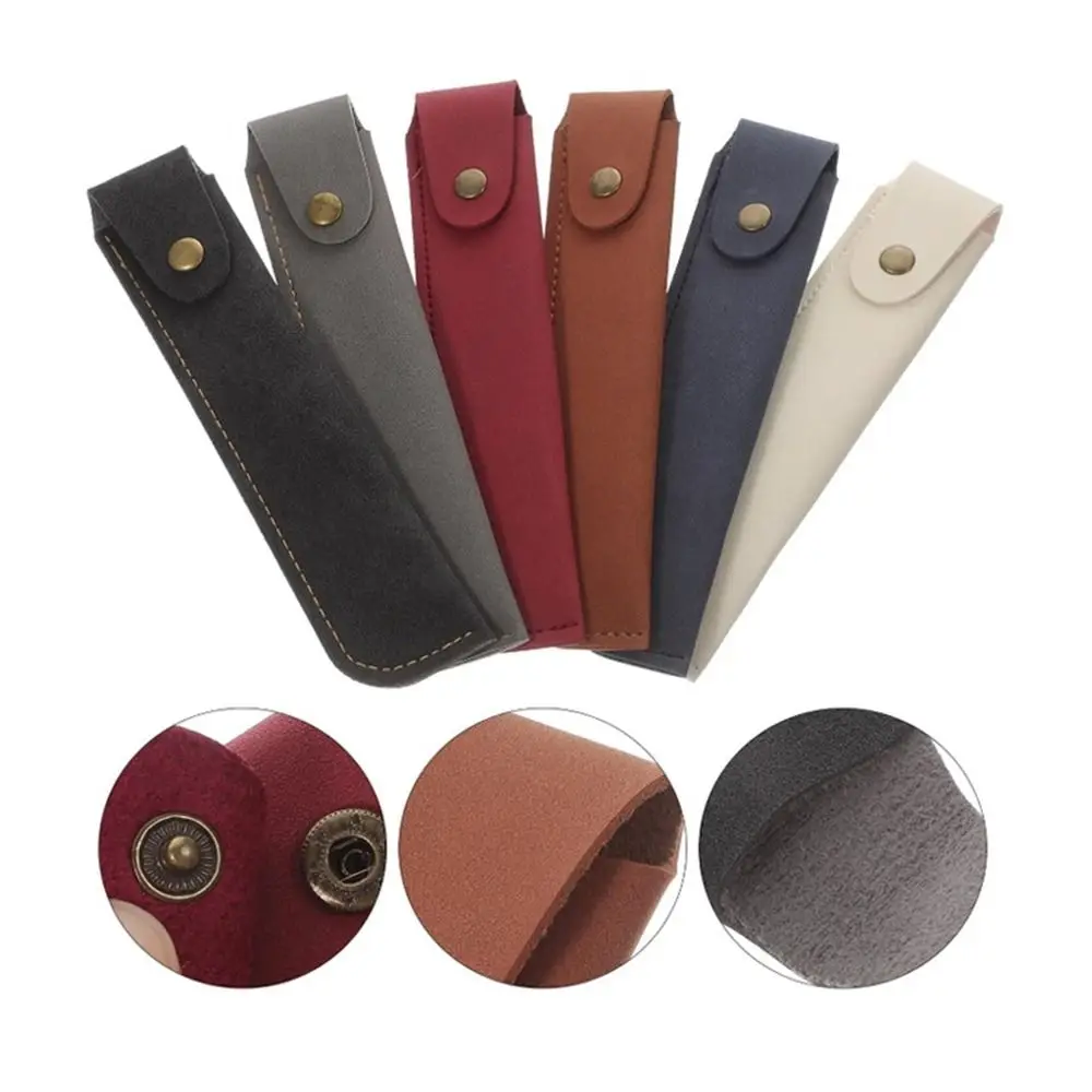 New PU Leather Pencil Bag Stationery Holder Lightweight Pen Holder Handmade Creative Pen Protective Cover Office School