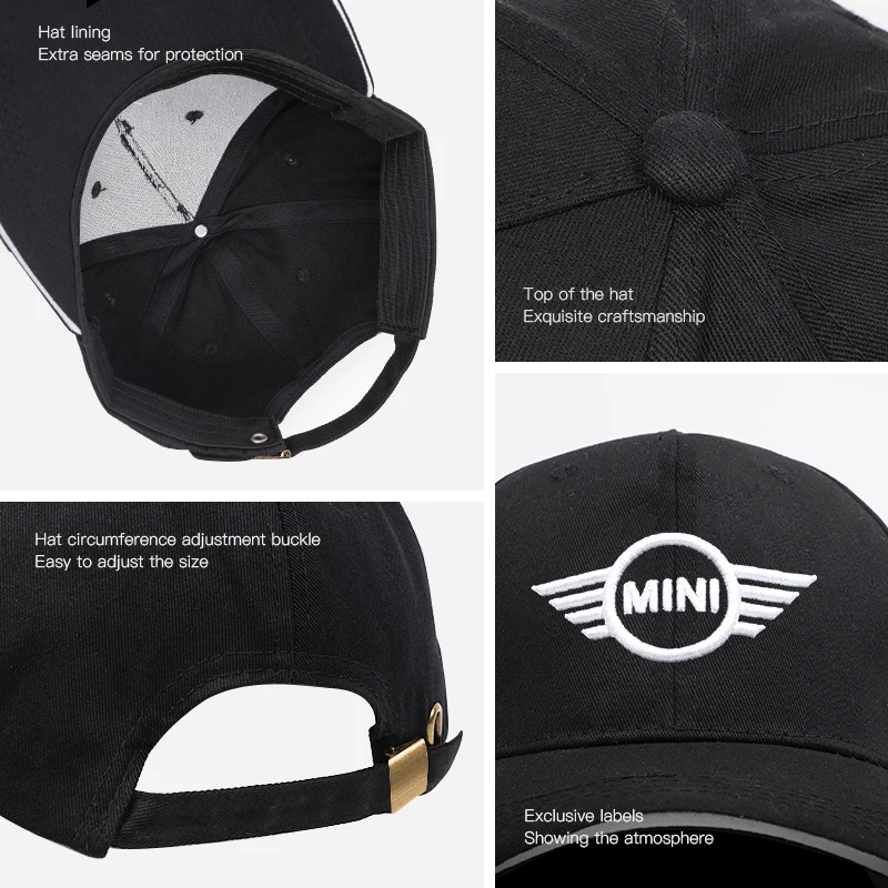 MINI Emblem Baseballkappe für Herren und Damen, verstellbare Schirmmütze, Autoaufkleber für MINI Cooper S Works JCW R55 R56 R50 R53 R60 R61 F54 F55 – Detail 4
