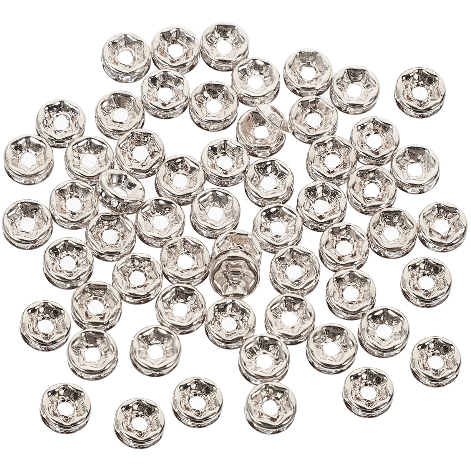 250pcs Jewelry Spacer Beads for Jewelry Making Silver Round Charms Earring Pendant Bracelet Crafts DIY Wheel Shaped Loose Beads