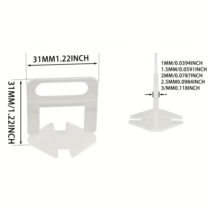 100 Stück 1–3 mm Fliesenabstandshalter, DIY-Fliesennivellierer und Abstandshalter für professionelle Fliesen- und Steininstallationen