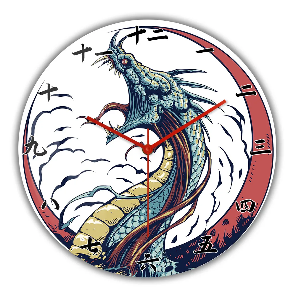 

Dragon Head With Chinese Numberals Modern Design Printed Wall Clock For Man Cave Bedroom Medieval Home Decor Fantasy Art Clock