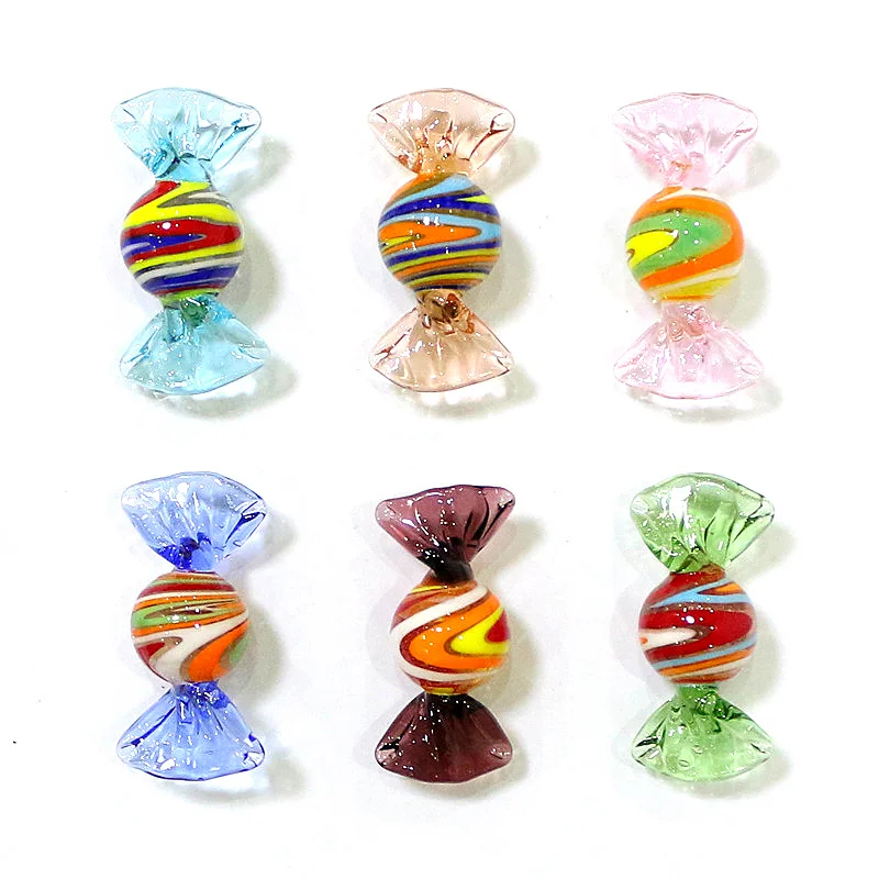 6pcs Vintage Murano Glass Sweets Lovely Miniature Candy Ornaments Home Living Room Desk Decoration Party Birthday Christmas Gift