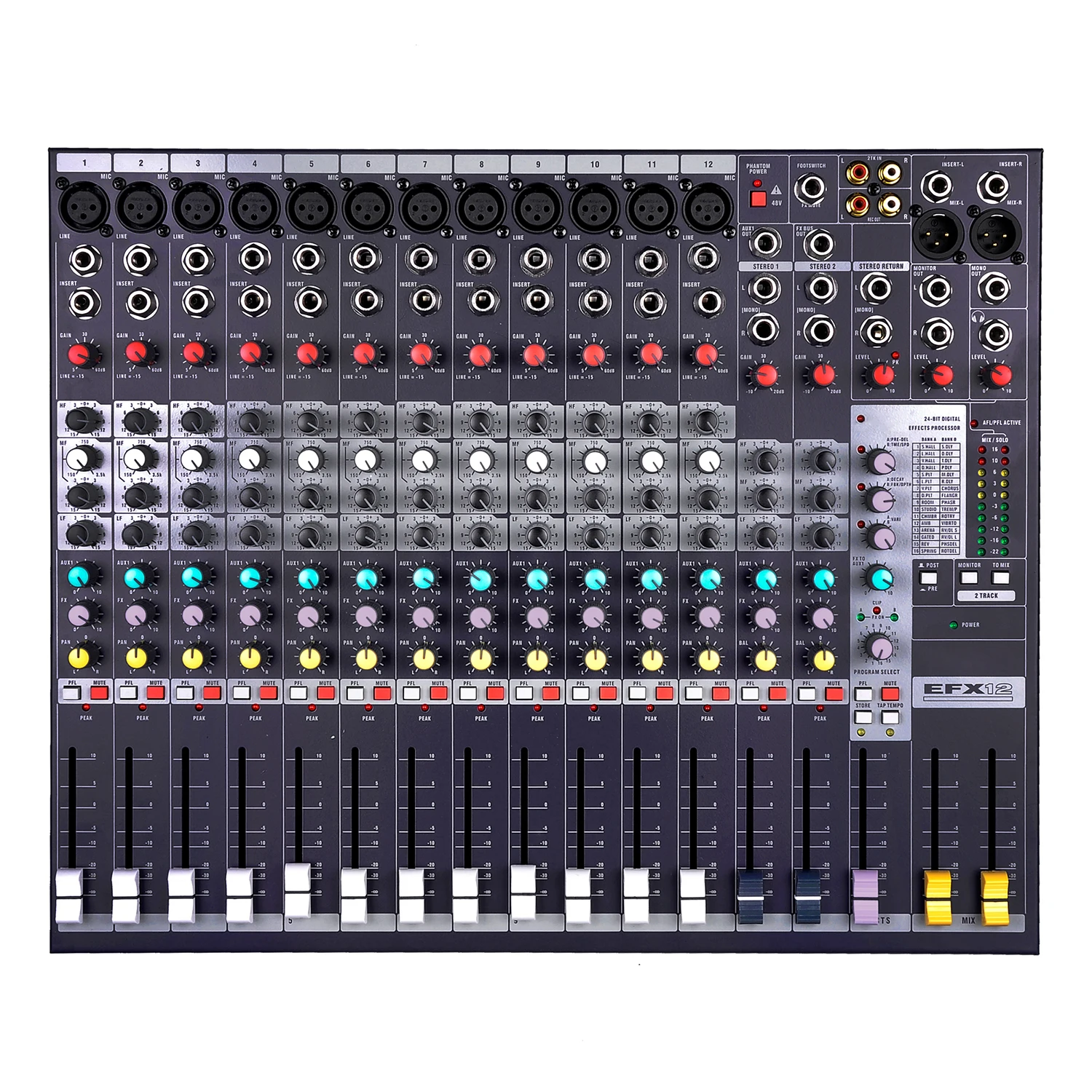 GAX-EFX12 12 Channel Audio Interface Sound Board Mixing Console 32-Bit DSP DJ Mixer Audio Reverb Effect Studio Audio Mixer