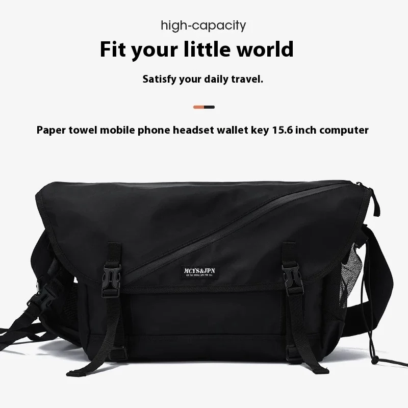 Bolsa de Ombro Nylon para Homens, Estilingue Portátil, Streetwear, Bolsa Cruz de Viagem, Sacos Mensageiro, Escola Adolescente Japonesa, Casual, Homem