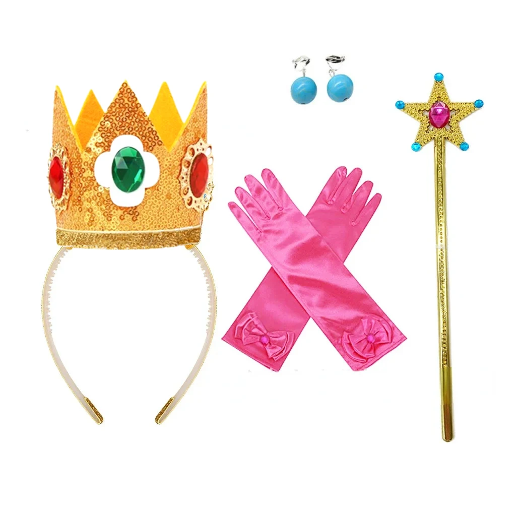 2024 Cartoon Princess Crown Cosplay Pentagram Magic Stick Earring Set Anime Girl Dress Up Halloween Christmas Gift