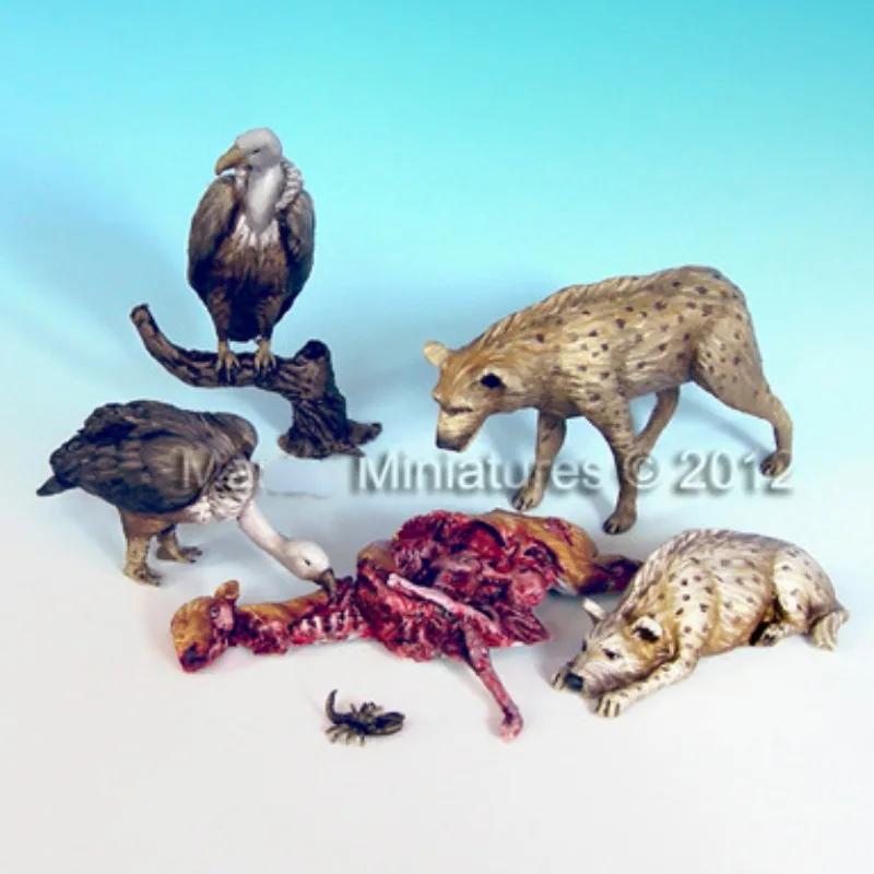 1/35 Scale Resin Animal Model Building Kits Vulture and Wild Dog Scene Accessories Hobby Miniatures Unassembled Unpainted N1520