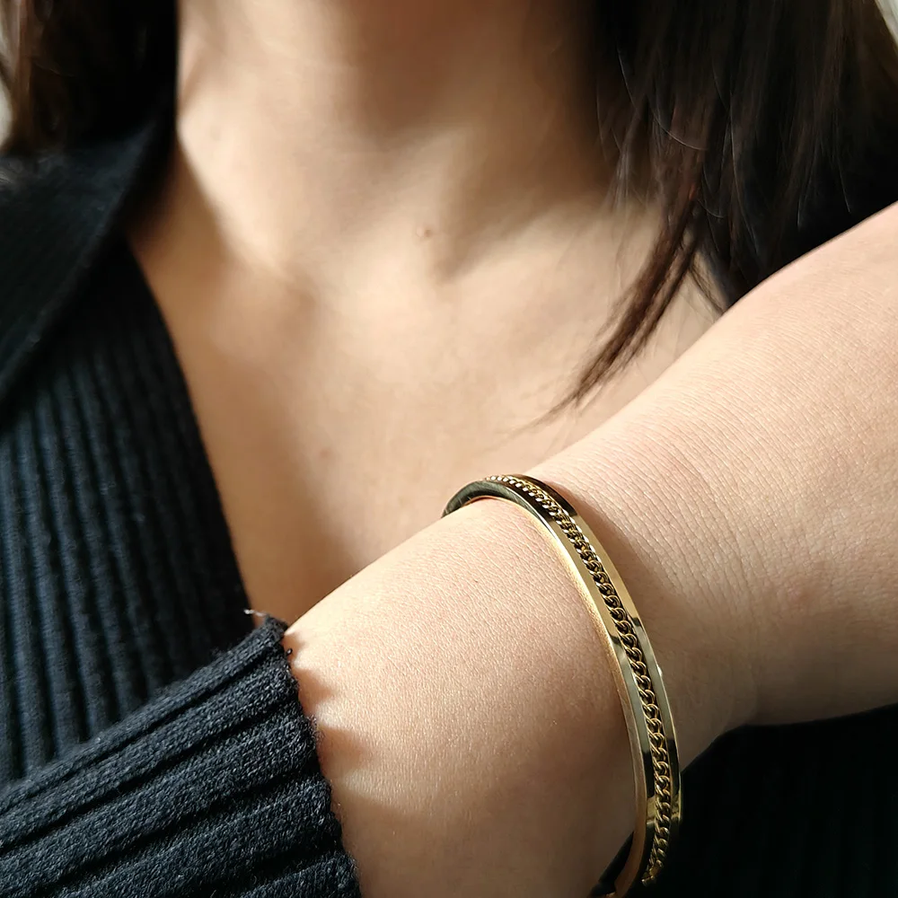 Creative chain stainless steel gold-plated women's bracelet, silver jewelry, wedding party gift