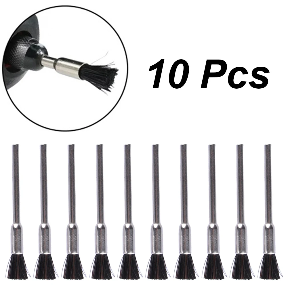 10pcs Nylon Wire Brushes with 3mm Shank for Polishing and Removing Rust Layers and Burrs on For Wood and Metal Materials
