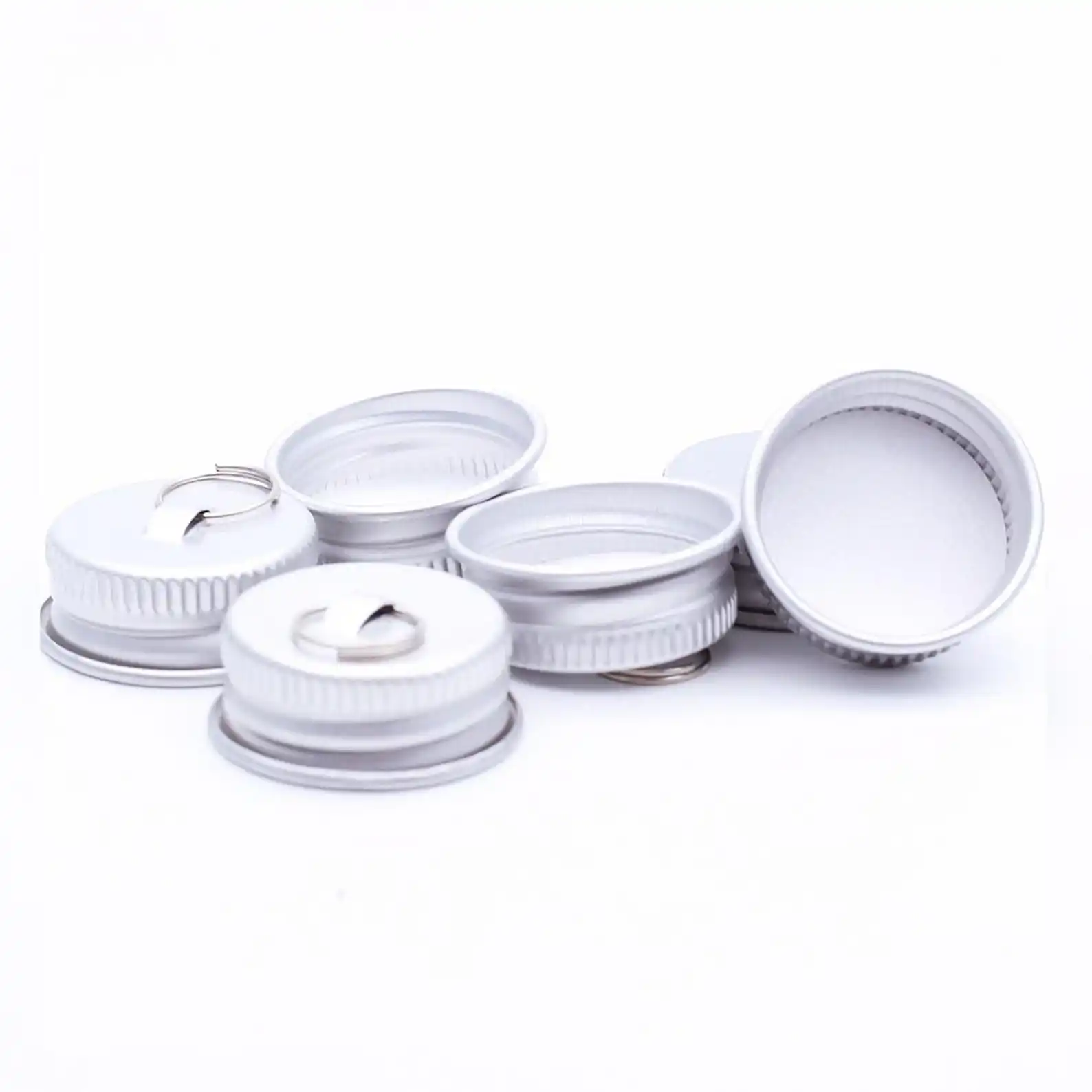 

50 шт. x 25 мм алюминиевая завинчивающаяся крышка с подвесным кольцом для рождественского орнамента, крышка для бутылки, косметическая бутылка