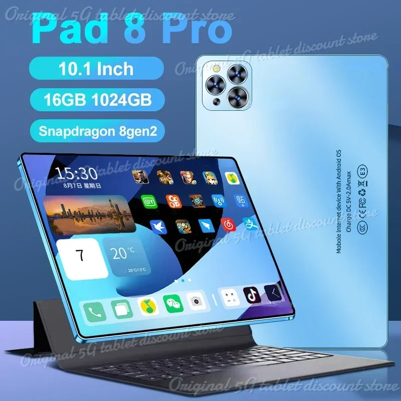 

New Original Pad 8 Pro Tablet 10.1 inch Android 13 Snapdragon 8gen2 Global 16GB+1024GB 10000mah 5G Dual SIM WIFI HD Full Screen