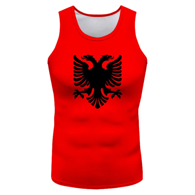 Albania Sleeveless Albanian Eagle Flag Men 3d Printed Vest T-shirt Free Customized Name Number Team Clothing