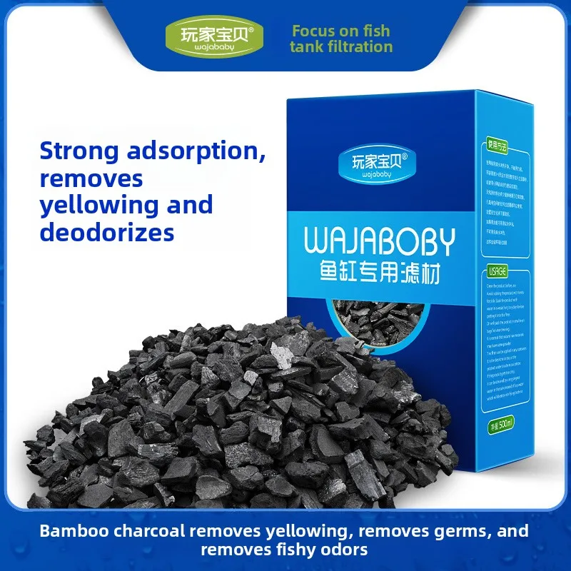 

WAJABABY Porous Bamboo Charcoal Filter Media - Activated Carbon for Chemical Filtration, Removes Odors & Discolors in Aquarium