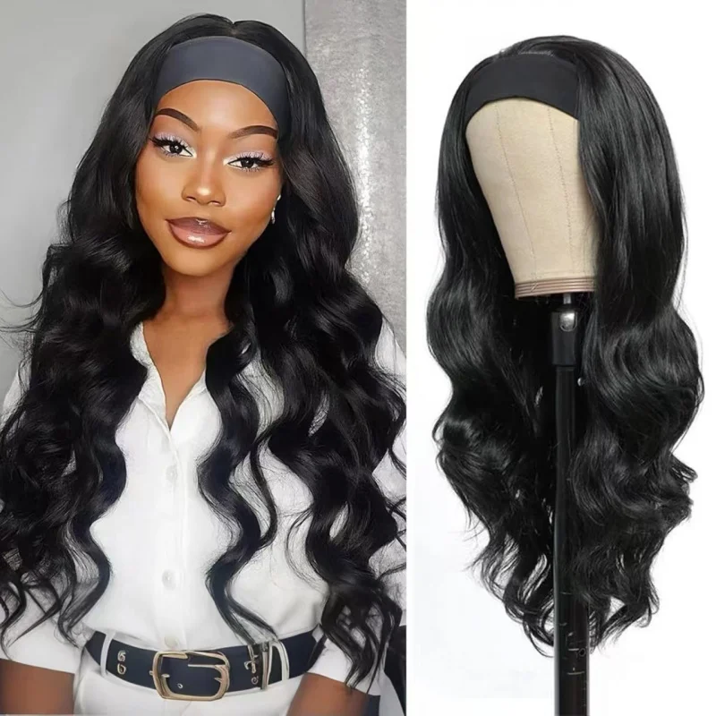 Headband for women with long hair, realistic full-head integrated , fluffy wavy wig