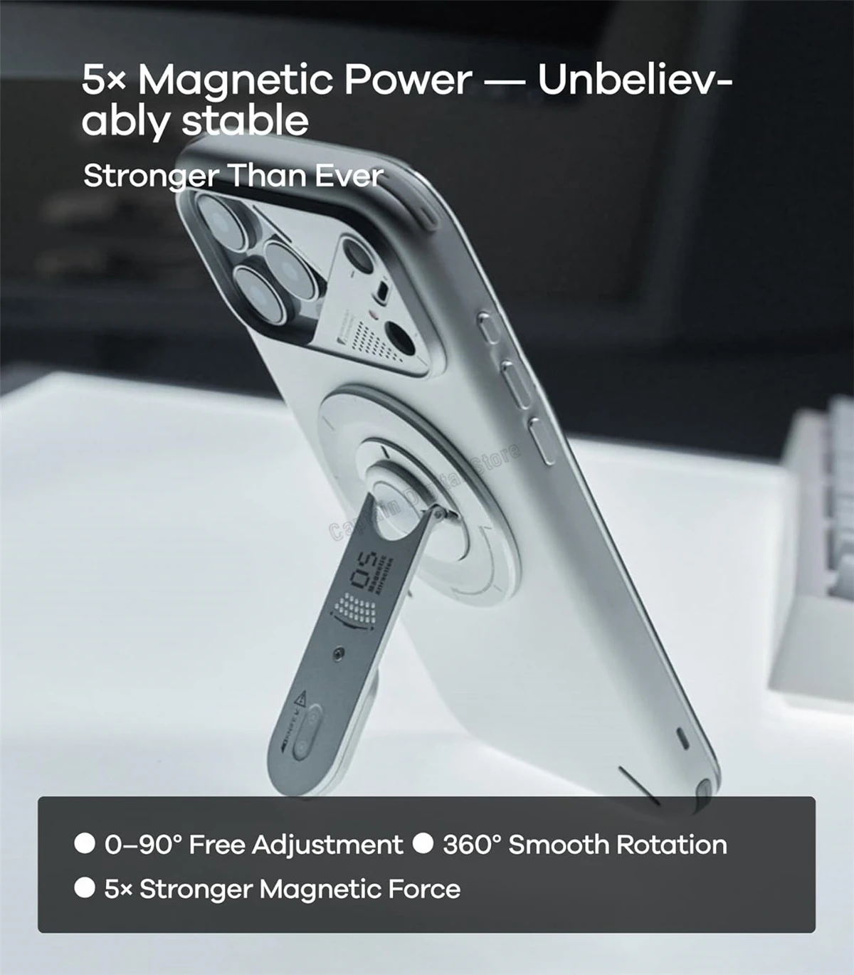 Aulumu G05 Air 5-w-1 Magnetyczny Uchwyt/Stojak na Telefon Odczepiany 360 °   Regulowany stojak na telefon z otwieraczem do pudełek — zdjęcie produktu 2