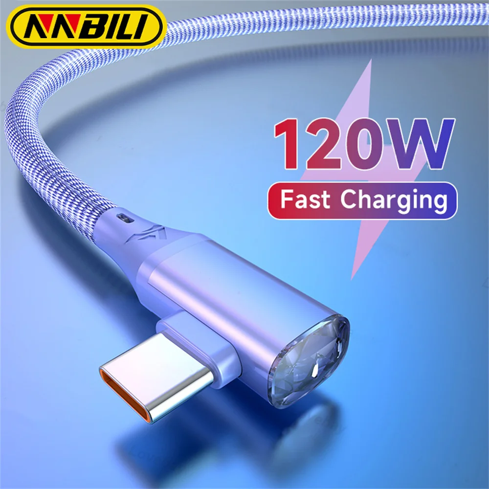 NNBILI 120W USB Typ-C-Kabel, superschnelles Laden 180 °   USB-C-auf-C-USB-Kabel, schnelles Laden, für Huawei, Samsung, Spiele-Datenkabel