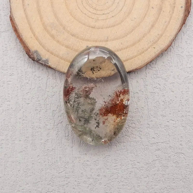 New Clear Natural Ghost Oval Cabochon,Landscape Quartz,Gems Specimen Healing Pendant Jewelry Accessories