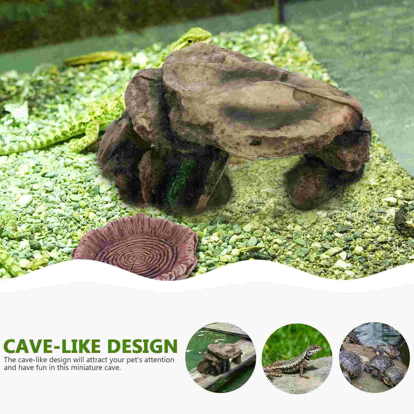 Turtle Terrace Artificial Gecko Shelter Frogs Fish Tank Accessory Climbing Cave Resin Reptile Tanning Rest Habitat