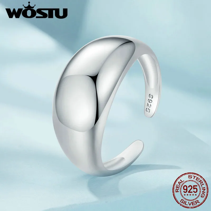 خاتم فضة إسترليني للنساء ، فتحة هالة بسيطة ، خواتم زفاف دائرية كبيرة ، مجوهرات مواعدة رائعة ، هدية بساطتها #4