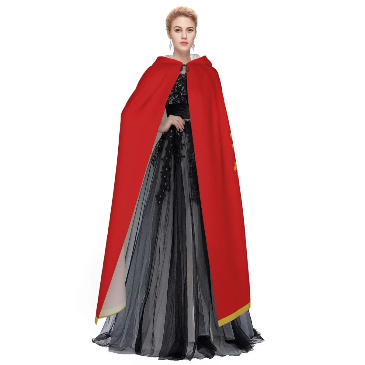 Montenegro Flag Long Hooded Cloak Witch Medieval Costume Cosplay Cape HalloweenVampire Adult Unisex