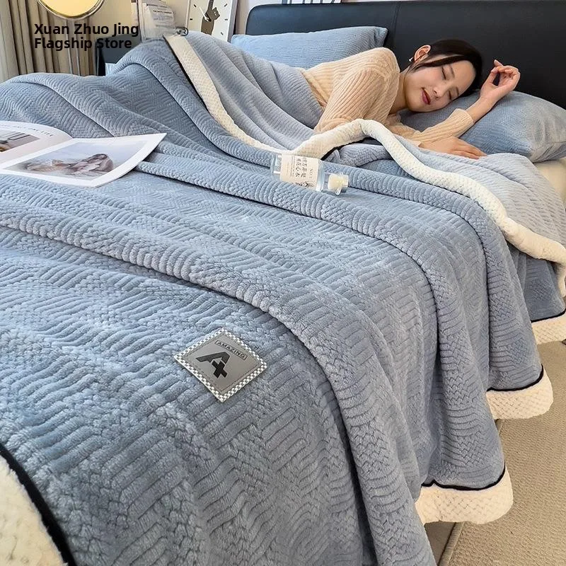 

Thickened Knitted Velvet Blanket Milk Velvet Coral Velvet Air Conditioner Blanket Sofa Blanket Baby And Mother Level Blanket