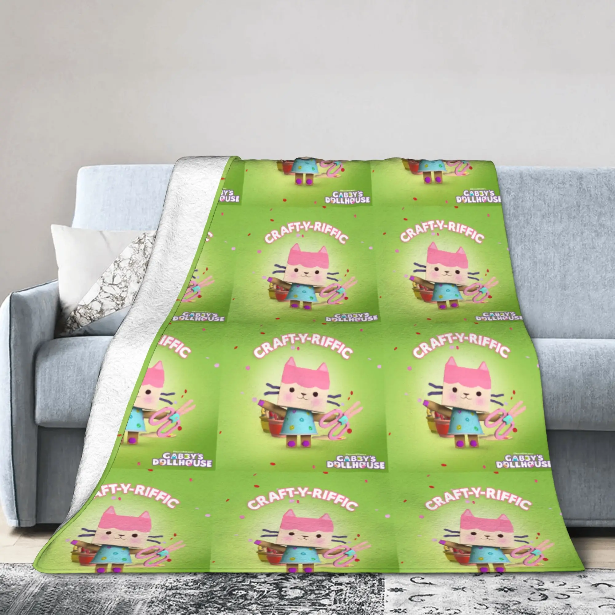 Custom 3D Printed Cartoon Anime Gabby Dollhouse Blankets Comfortable Soft Flannel Summer  Throw Blanket for Couch Travel Bedroom