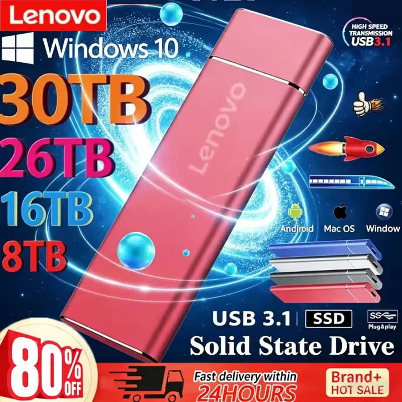 

Lenovo SSD Mini Portable SSD 256TB 1TB 2TB High-speed Original SSD Mass Storage USB3.0 External Hard Drive for Computer Laptop