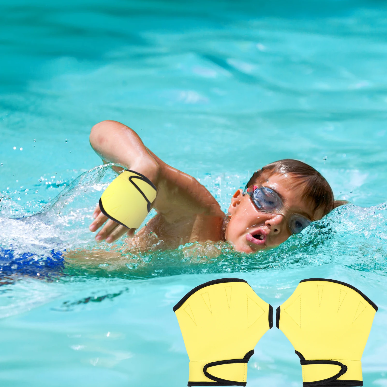 

Swimming Gloves Web for Pool Exercise Keep Warm Webbed Nylon Aquatic Training Waterproof