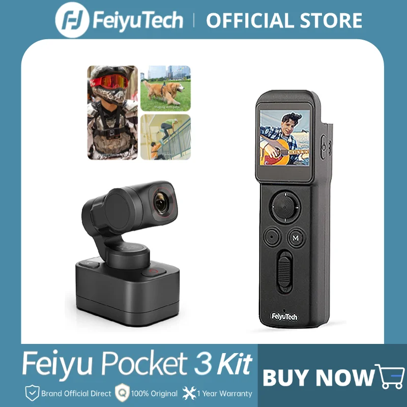 FeiyuTech-Official Pocket 3 Handheld Wireless Gimbal Camera, 3-Axis, 4K60fps, APP, Wireless Image Transmission, Magnetic Attach