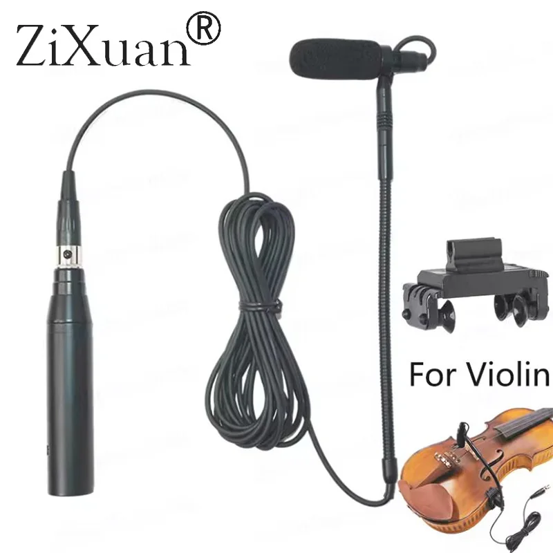 

Зажимной микрофон для музыкальных инструментов для фортепиано, гитары, саксофона, скрипки, виолончели, фантомного входа мощности, гибкий микрофон на гибкой стойке