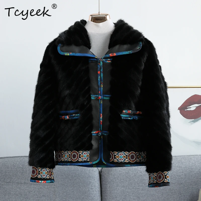 Tcyeek Luxe Nertsen Bontjas Vrouwen Winter Kleding Echt Bont Jas Warme Damesjassen Nieuw in Outerwears Mode Fourrure Femme