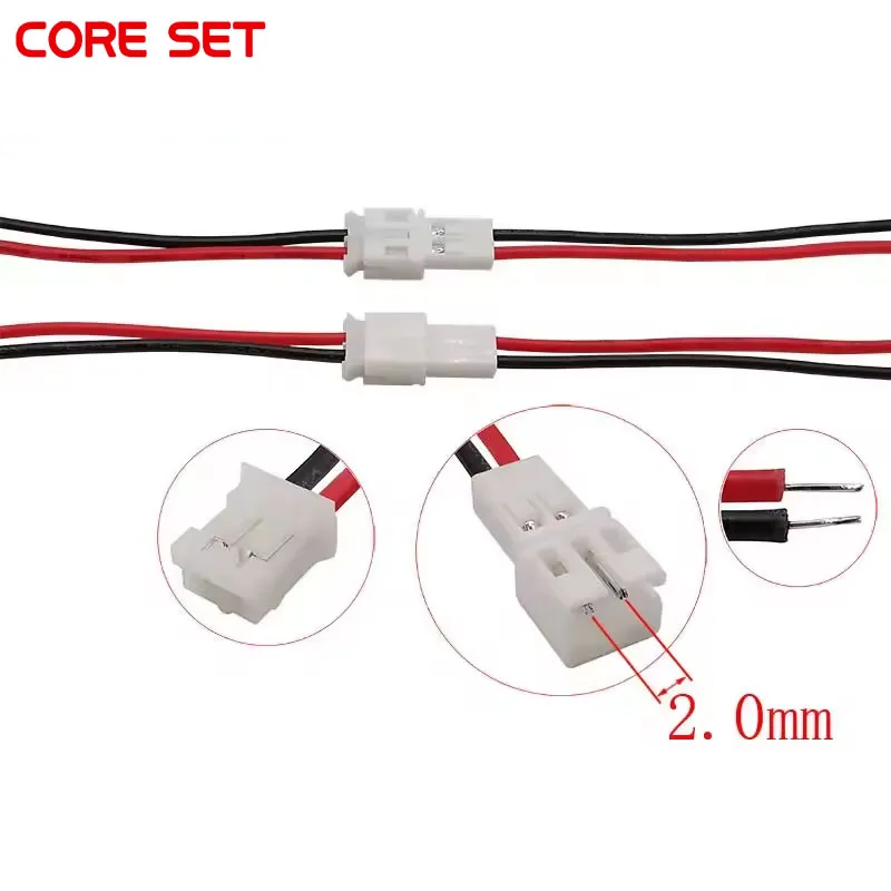 5 par Mini Micro JST PH 2.0mm Skok 2-pinowe męskie żeńskie złącze kablowe Jack PH2.0 2P Złącza wtykowe 26AWG 200MM