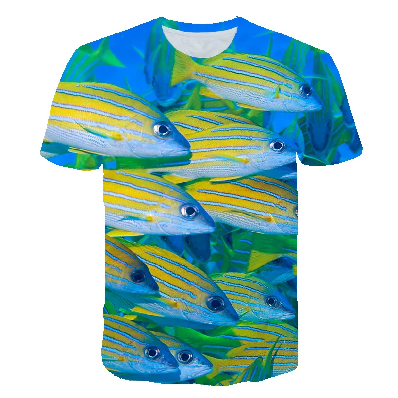 Coral Reef Fish 3D Print T-Shirts Men Women Hawaiian Short Sleeve Vacation T Shirt Oversized Harajuku Tees Tops Kids Clothing