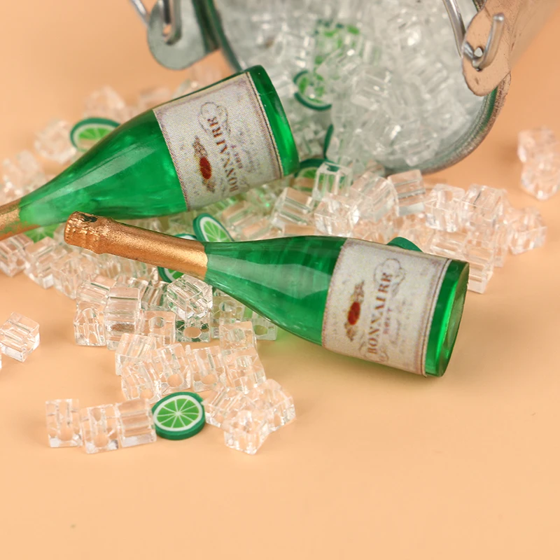 1/12 Puppenhaus Bier Eiswürfel Eimer Set Modell Puppenhaus Minibar Dekorationen Spielzeug Puppen Haus Zubehör