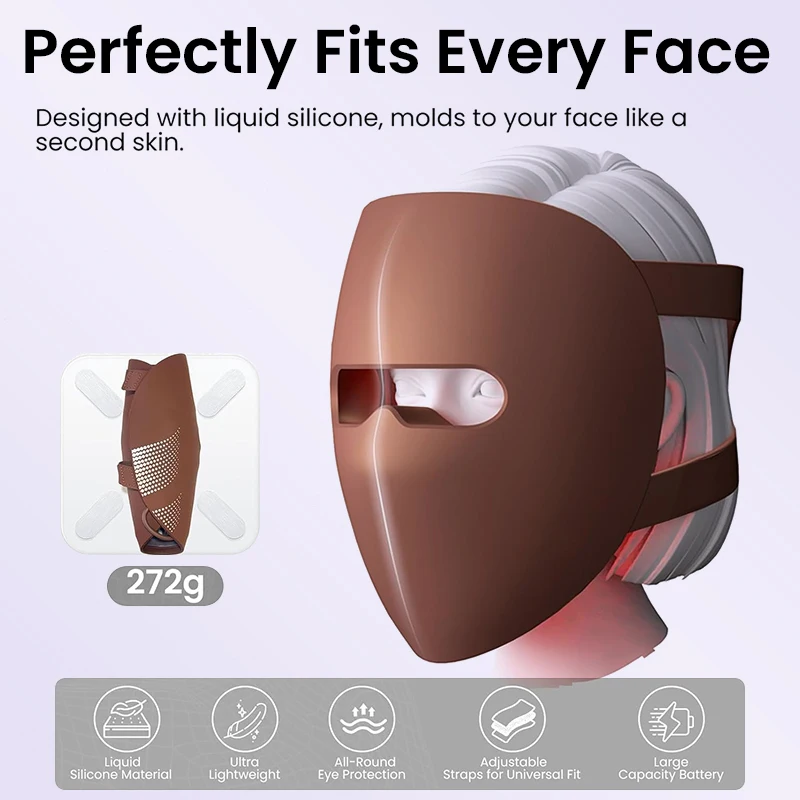 4DシリコンフェイスLEDマスク 660nm 850nm 4色 フェイス若返り しわ肌修復 美肌除去 毛穴サロン スキンアンチエイジング