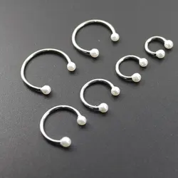 2 Pieces 16G Horseshoe Circular Barbell With Man-made Pearl Ball surgical Lip Nose Ring  Body Jewelry Piercing