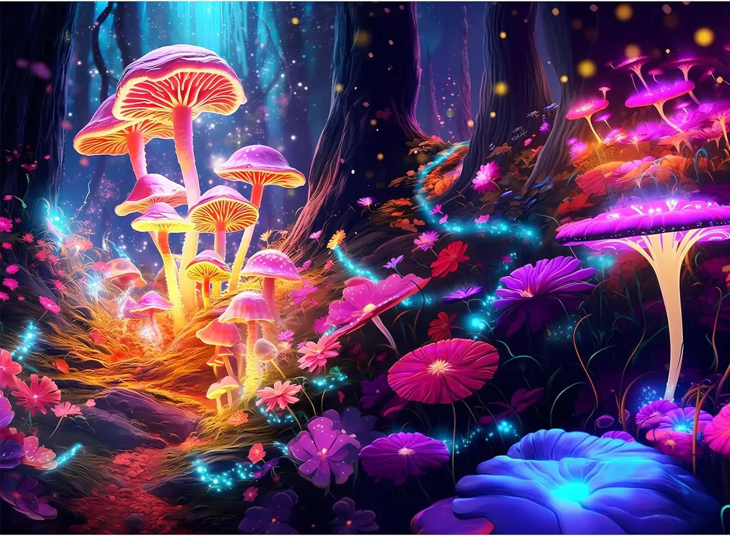 

Mushroom Forest 500/300/120 Pieces Jigsaw Puzzles Challenging Family Activity Games for Gameroom Bedroom Livingroom Home Decor