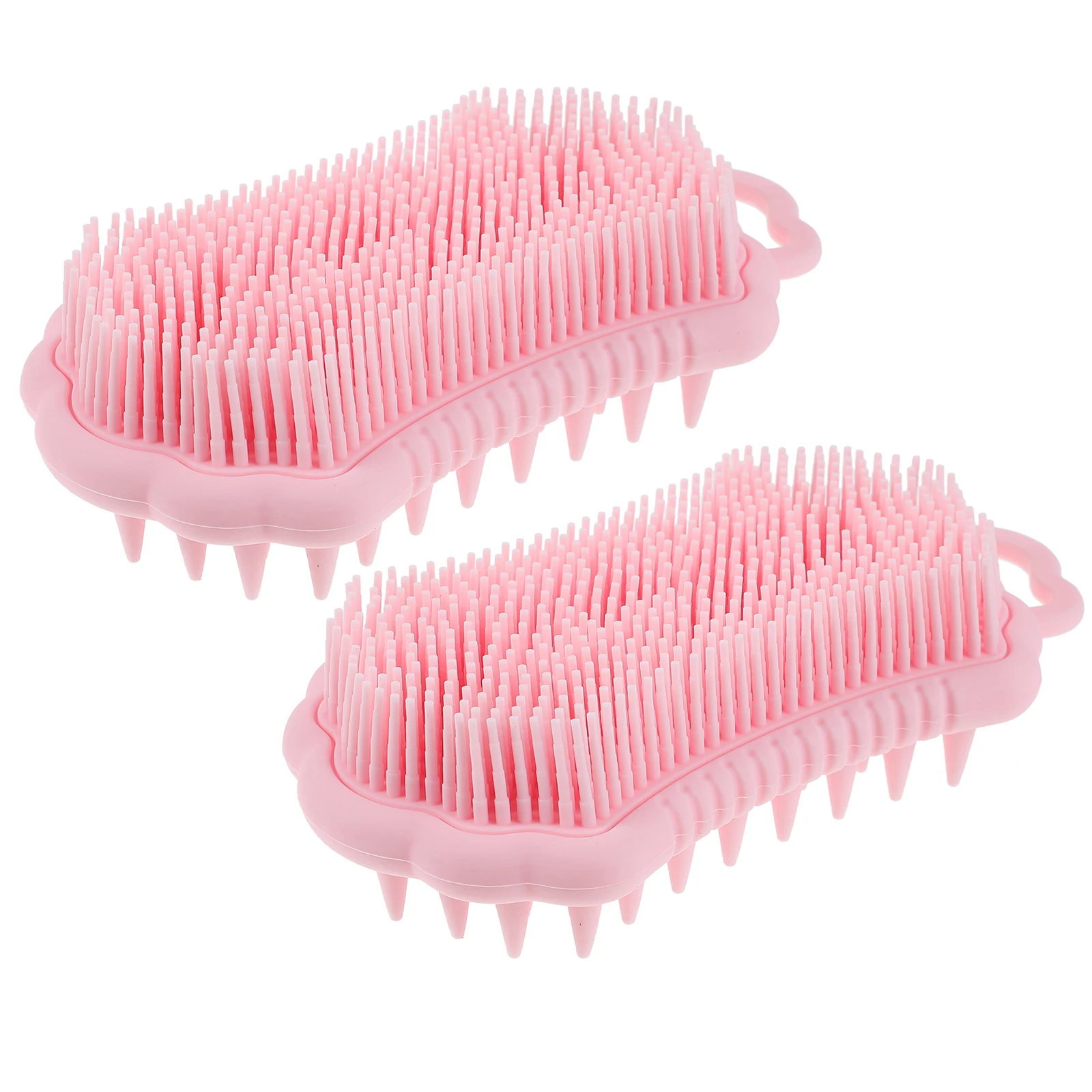 

2pcs Silicone Brush Pink for Shower Head Scrubber Bathing Body Scrubber Scalp Massager Hair Cleaner Exfoliator