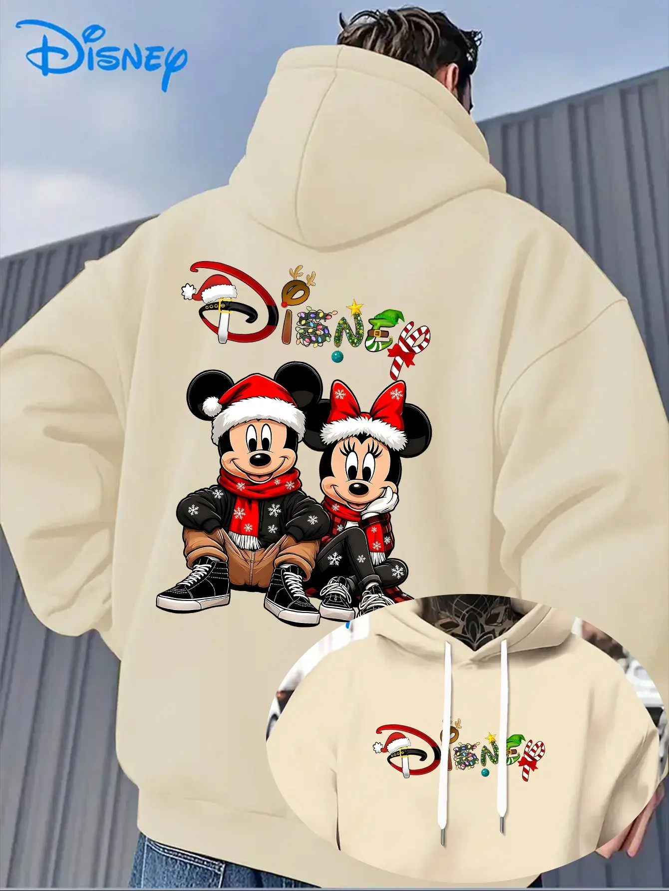 

Men's Disney Mickey Mouse Christmas Hoodies Fashion Oversized Unisex Sweatshirts Autumn and Winter Fleece Casual Versatile