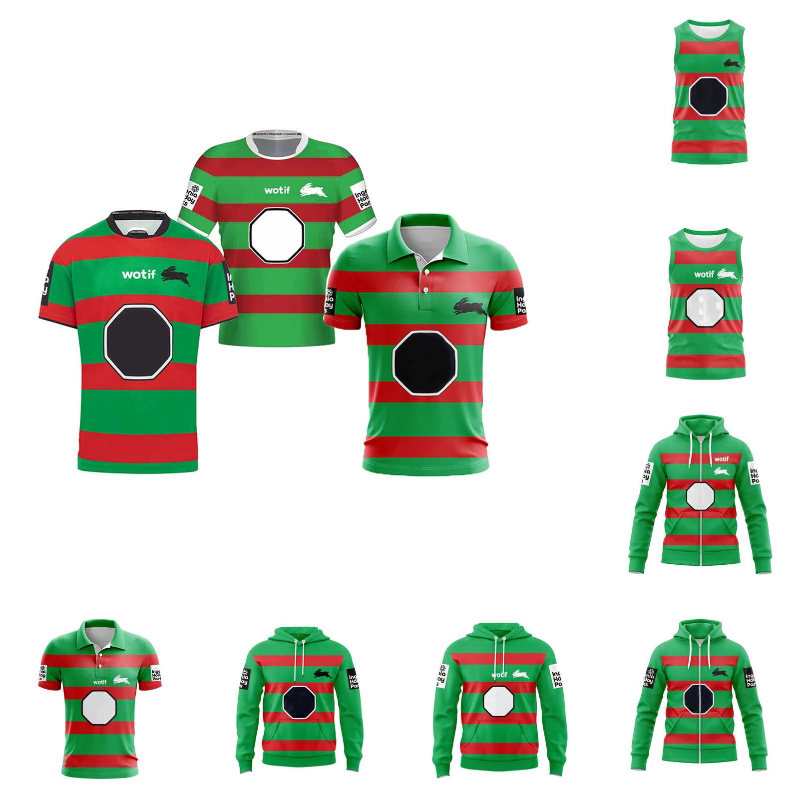 2025 South Sydney Rabbitohs Men's Replica Home/Away Rugby Jersey Hoodie Sports Singlets Customize