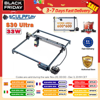 Sculpfun S30 Ultra 33W Laser Engraver Cutter 600*600mm Automatic Air-Assist 0.08X0.10Mm Laser Focus 32-Bit Motherboard Carpentry