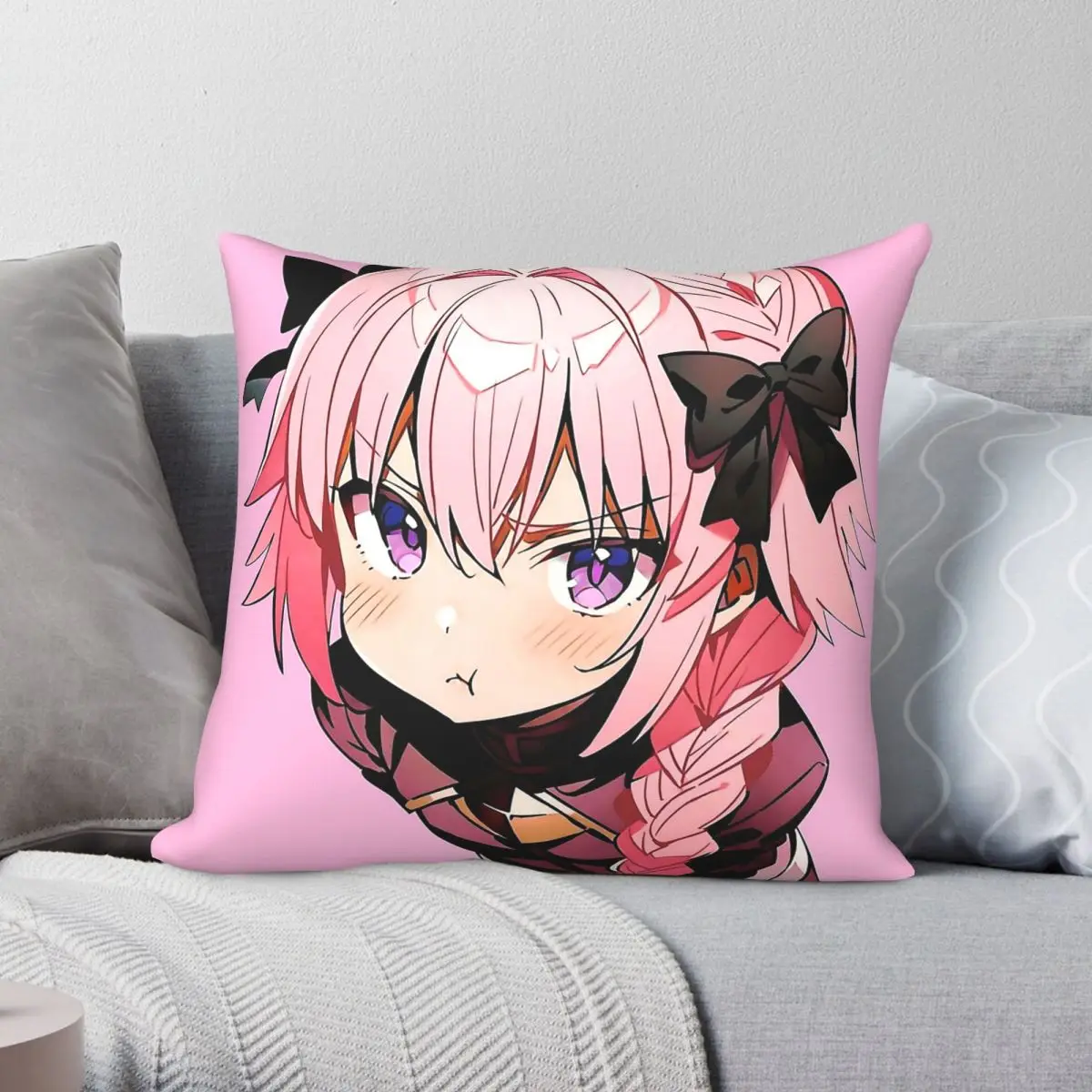 Fate Grand Order Astolfo Is Mad Square Pillowcase Polyester Linen Velvet Printed Zip Decor Pillow Case Bed Cushion Cover
