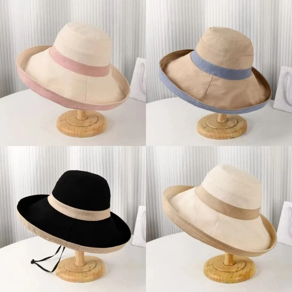 

Fashion Solid Color Bucket Hat Wide Brim Anti-UV Protection Sun Hat Foldable Design Curled Brim Outdoor Hat Outdoor Activities