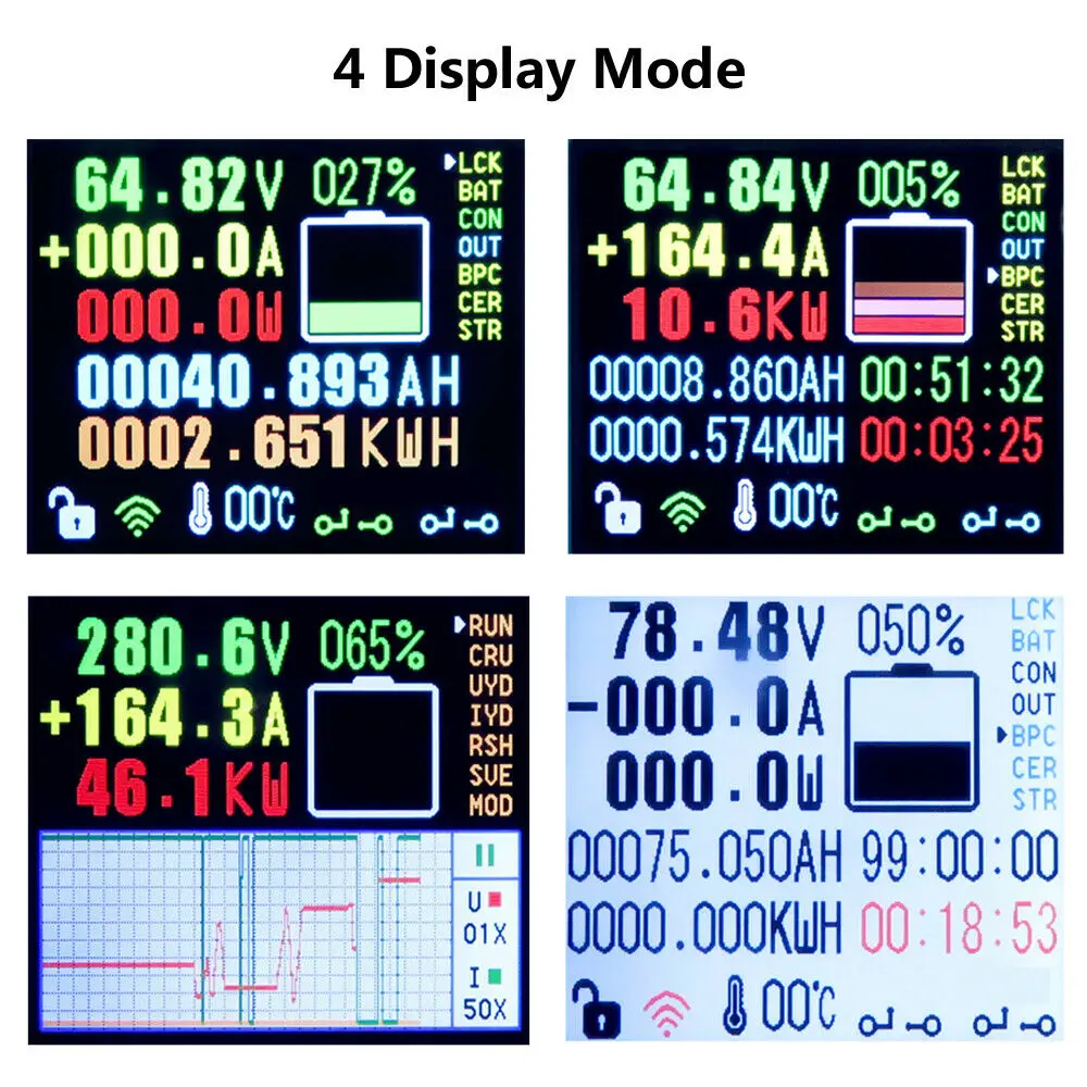 Wireless Battery Monitor Meter DC 120V 100A VOLT AMP AH SOC Remaining Capacity