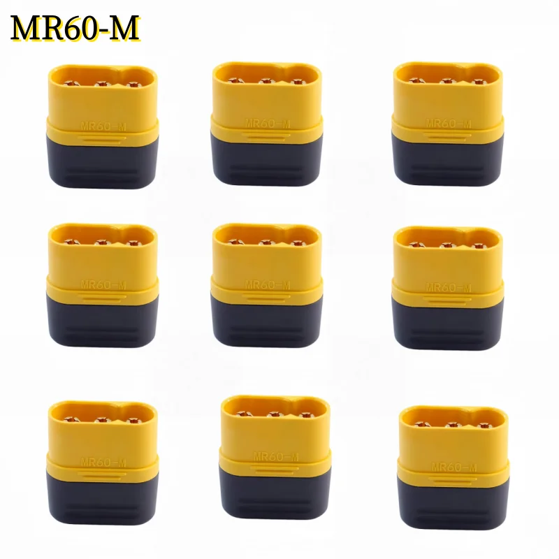 MR60 Male-Female Plugs MR60-M MR60-F MR60PW-M Three-Core Connector With Sheath 3.5mm Brass Gold Plated For Lipo ESC RC Model